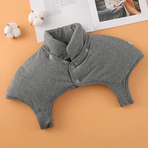 Unisex Winter Padded Cotton Shoulder Warmer Neck Protector Stand Collar Button Down Cold Proof Shoulder Support Wrap For Sleeping Seniors Women