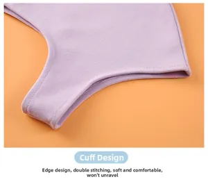 Detail view of double stitching and hemming design on the soft lavender thermal vest cuff
