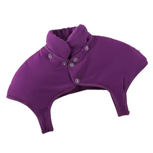 Thickened purple thermal shoulder protector with stand collar and button closure