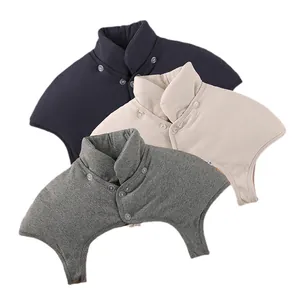 Three-pack thermal neck warmers in navy, beige, and grey with soft fleece lining