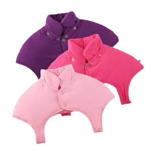 Scaldaspalle e collo imbottito da donna in maglia di cotone viola e rosa con bottoni