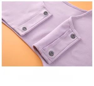 Close-up of the snap button design on a light purple thermal shoulder protector wrap