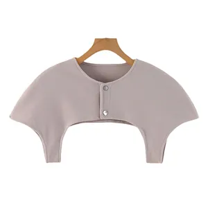 Thermal dralon shoulder warmer shawl in dusty pink with metal buttons for cold weather
