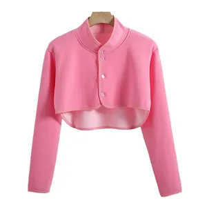 Pink thermal shoulder wrap long sleeve cardigan for neck and back warmth protection