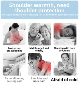 Detail guide showing shoulder warmer use cases for breastfeeding and joint pain relief
