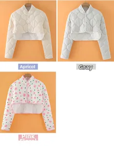 Quilted thermal shoulder warmer in apricot, grey and pink floral patterns for winter