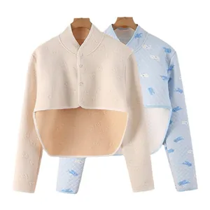 Quilted thermal infant shoulder warmer with cute bear and whale prints for baby neck protection