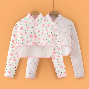 Women Quilted Cotton Shoulder Warmer Shrug Floral Cartoon Flannel Warm Jacket For Home Sleep Cold Weather Protection