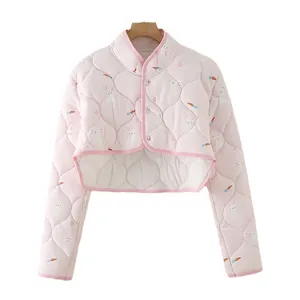 Quilted thermal shoulder protector for women featuring cute rabbit and carrot patterns
