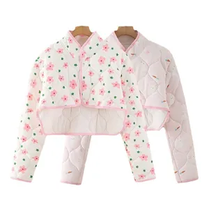 Quilted floral and rabbit print shoulder warmer for neck protection and winter warmth