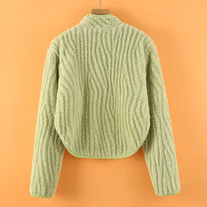 Light green fleece shoulder wrap for neck warmth featuring a wavy textured zebra pattern