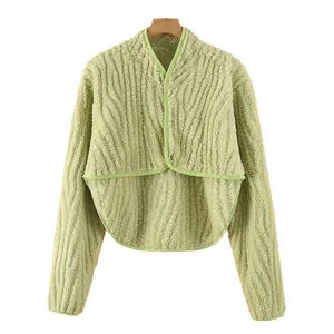 Light green flannel shoulder protector wrap with long sleeves and round curved hemline