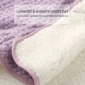 Thick warm purple lavender thermal shoulder wrap for women with plush fleece lining