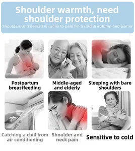 Detail of shoulder warmer scenes for postpartum nursing, sleep, and cold relief usage