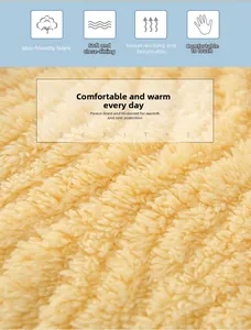 Detail of yellow thickened flannel fabric showing striped plush texture and soft material