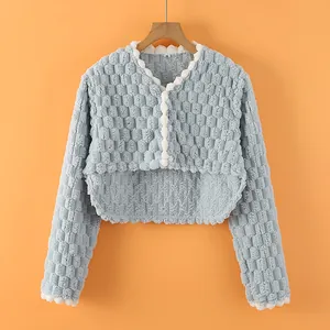 Women's Winter Warm Fleece Shoulder Protector Flannel Short Cardigan Shawl For Postpartum Nursing Neck Support Wrap