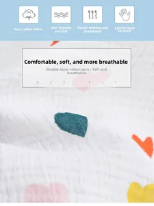 Detailed macro view of soft double-layer cotton fabric with colorful heart patterns