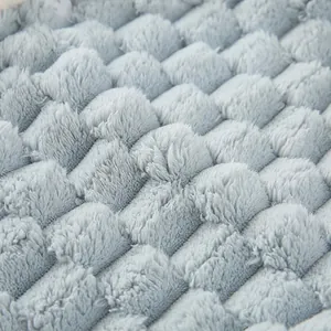 Thickened warm light blue shoulder protector with soft square tufted plush texture