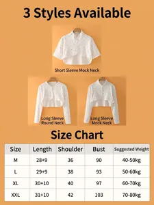 Cotton shoulder protector wrap size chart with three floral shawl styles for neck warmth