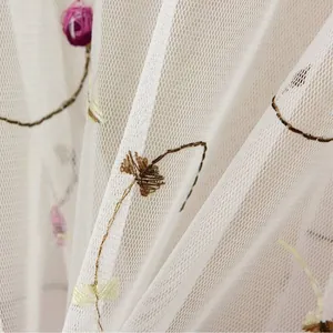 Elegant white mesh shawl with colorful floral embroidery for women summer sun protection
