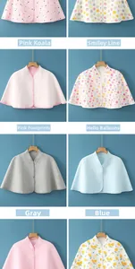 Quilted cotton shoulder warmer with various patterns and button closure details