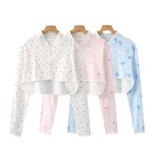 Three-piece infant long-sleeve cotton pajamas with cute strawberry, rabbit, and marine prints