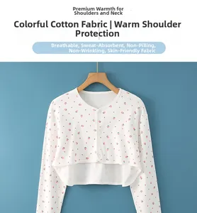 Detail view of cotton shoulder protector with strawberry pattern and breathable fabric