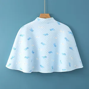 Light blue quilted shoulder warmer cape with whale prints for kids and office use