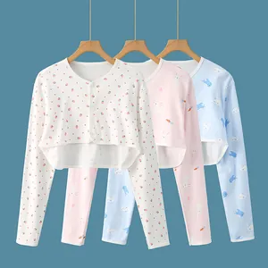 Three sets of soft cotton long-sleeved pajamas for babies with cute cartoon animal prints