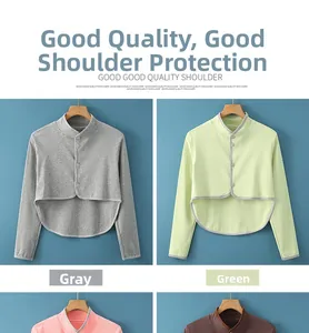 Détails des protège-épaules en coton coloré disponibles en gris, vert, rose et marron