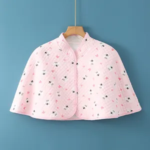 Quilted cotton pink shoulder wrap cape with crown koala print and heart pattern