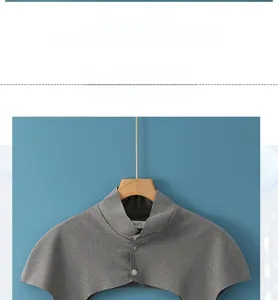 Detail view of grey cervical protector with three buttons and seamless laser cut edges