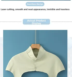 Détail de l'enveloppe d'épaule thermique sans couture avec col montant boutonné vert clair