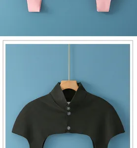 Close-up of thermal shoulder warmer with three buttons for neck and shoulder protection