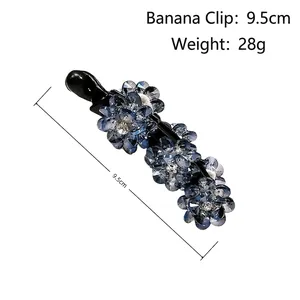 Pince banane fleurie en cristal de luxe de 9,5 cm, accessoire de coiffure élégant