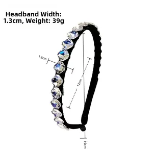 Detail shot of K9 crystal headband with dimensions 1.3cm width and 39g weight
