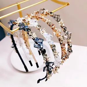 Serre-tête de Luxe en Cristal Artificiel et Imitation Künstliche Perle Élégant Fait à la Main avec Strass Femme Banquet Mariage
