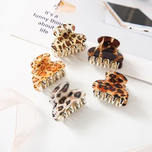 5-piece leopard print mini hair claw clip set with durable acrylic and gold metal teeth