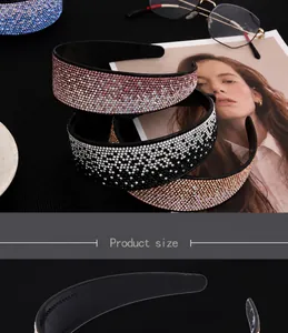 Detailed view of fashionable crystal padded headband featuring pink and black gradient rhinestones
