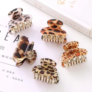 Korean Style Leopard Print Hair Claw Clip Acrylic Metal Small Mini Shark Hair Clip For Women Fashion Hair Styling Accessories