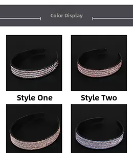 Detailansicht von Strass-Stirnbändern in vier Farben mit rutschfestem Innendesign