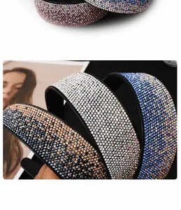Detail of crystal headband with non-slip teeth in rose gold, silver and royal blue colors