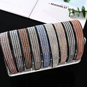 Funkelndes Strass Breit Haarband Für Damen Mehrreihig Kristall Haarreifen Rutschfest Mode Haarschmuck Täglich Party Dekor
