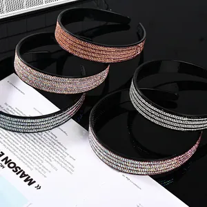 Funkelndes mehrreihiges Strass-Stirnband mit rutschfesten Zähnen für Damen in versch Farben