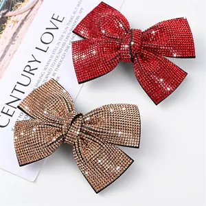 Luxury Rhinestone Bowknot Hair Clip Sparkling 3D Bow Spring Clip Fashion Hair Accessory For Women Party Daily Decoration