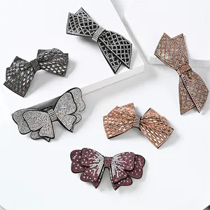 Sparkly rhinestone bow hair clips in multiple designs for elegant women hairstyles
