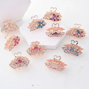 Luxury Alloy Rhinestone Hair Claw Clip Elegant Flower Crown Butterfly Hair Clips Sparkling Crystal Hair Accessories For Women