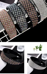 Detailed macro view of sparkling full-rhinestone headband in multiple vibrant colors