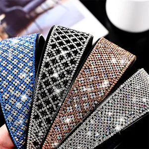 Elegant wide headband with full rhinestones and non-slip teeth in four stylish colors