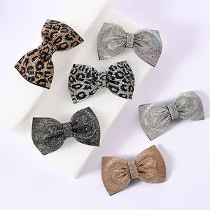 Barrette Cheveux Nœud Papillon Strass Brillant Imprimé Léopard Pince À Ressort Accessoires Cheveux Luxe Pour Femmes Fête